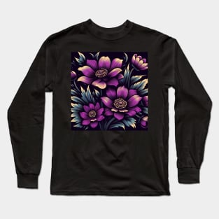 Pink Floral Illustration Long Sleeve T-Shirt